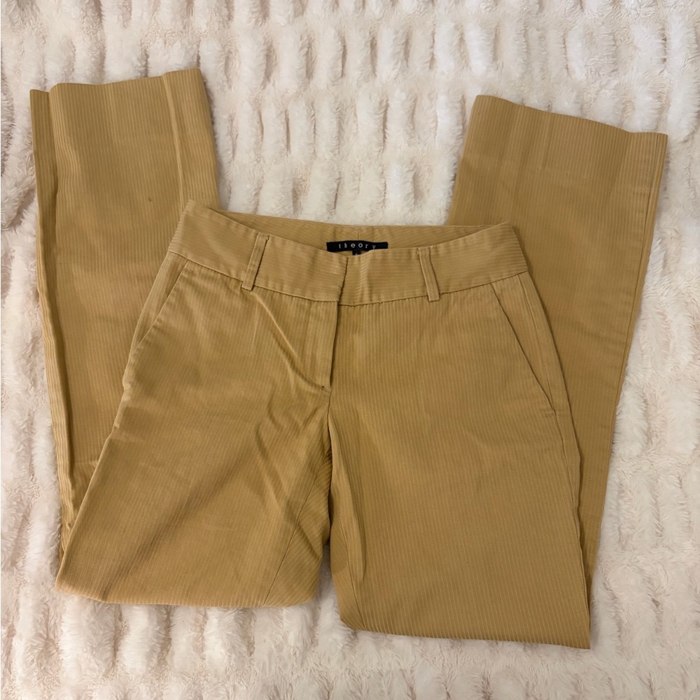 Theory tan trousers